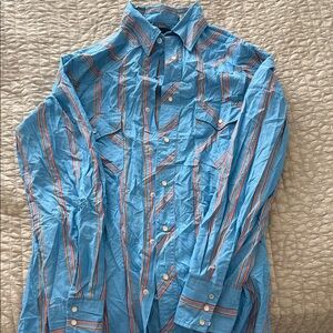 Wrangler Blue and Red Striped Casual Shirt